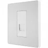 British General Evolve Master Telephone Socket Brushed Steel with White Inserts -Steel Switches Sales 910RF P