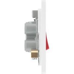 British General Evolve 45A 1-Gang 2-Pole Cooker Switch Brushed Steel with LED with White Inserts -Steel Switches Sales 933PY A5