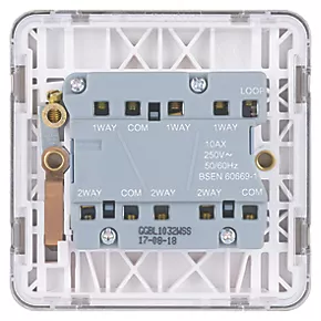 Schneider Electric Lisse Deco 10AX 3-Gang 2-Way Light Switch Brushed Stainless Steel with White Inserts 6 Schneider Electric Lisse Deco 10AX 3-Gang 2-Way Light Switch Brushed Stainless Steel with White Inserts - Image 4
