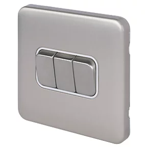 Schneider Electric Lisse Deco 10AX 3-Gang 2-Way Light Switch Brushed Stainless Steel with White Inserts 3 Schneider Electric Lisse Deco 10AX 3-Gang 2-Way Light Switch Brushed Stainless Steel with White Inserts