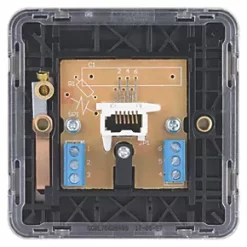 Schneider Electric Lisse Deco Slave Telephone Socket Brushed Stainless Steel with Black Inserts -Steel Switches Sales 953FF A3