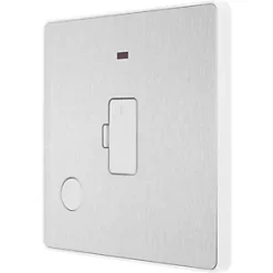 British General Evolve 13A Unswitched Fused Spur with LED Brushed Steel with White Inserts