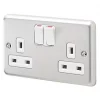 MK Albany Plus 13A 2-Gang DP Switched Plug Socket Brushed Stainless Steel with White Inserts 2 MK Albany Plus 13A 2-Gang DP Switched Plug Socket Brushed Stainless Steel with White Inserts -Steel Switches Sales 967FF P