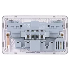 Schneider Electric Lisse Deco 13A 2-Gang SP Switched Socket + 2.1A 2-Outlet Type A USB Charger Brushed Stainless Steel with White Inserts -Steel Switches Sales 969FF A2