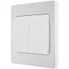 British General Evolve 20 A 16AX 2-Gang 2-Way Wide Rocker Light Switch Brushed Steel with White Inserts -Steel Switches Sales 989PY P