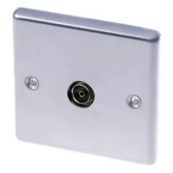 LAP Female Coaxial TV Socket Brushed Stainless Steel